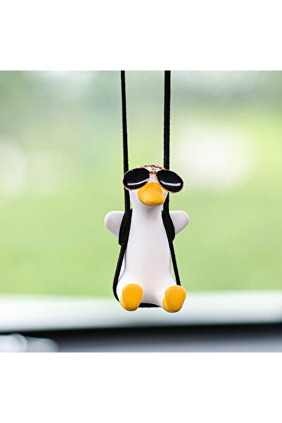 Choice1 02 بطة أرجوحة بيضاء رائعة من الجبس مع نظارات شمسية ديكور سيارة مرآة ا...