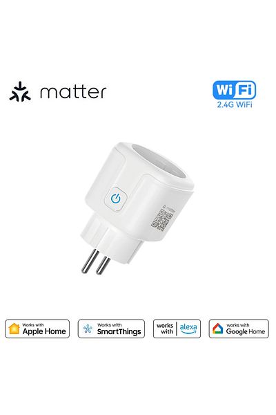 Choice EU 1PCS Matter WiFi Smart Socket 16A EU Home Appliance Outlet Mini Smart Plug Adapter APP Control Wo