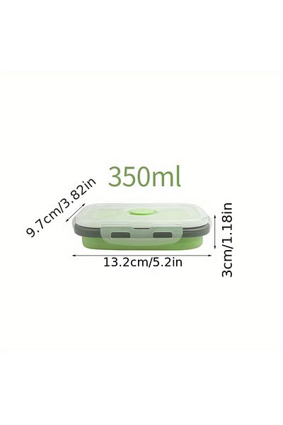 Choice 350ml 1/4pcs Collapsible Silicone Food Storage Container Stackable Space Saving Lunch Box Microwavea