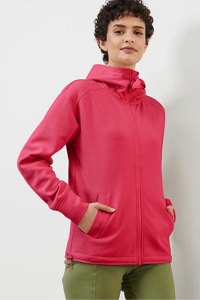 Tchibo Women Hooded Long Sleeve Solid Sweatshirt, Dark Pink