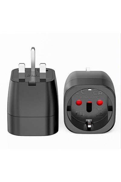 Choice 2pcs black Pack of 2 England UK Travel Adapter England Germany Plug, EU to UK Travel Plug Type G Soc