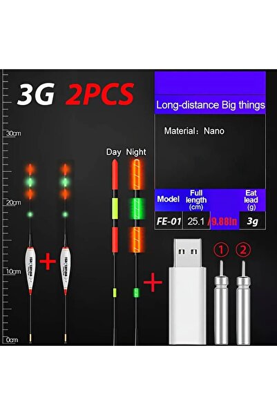 Choice 2 × FE-01P مجموعة من قطعتين من عوامات الصيد، عوامة مضيئة LED 3 جرام/5 ...