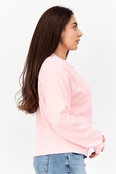 Juicy Couture Women Crew Neck Brand Logo Long Sleeves Sweatshirt, Pink