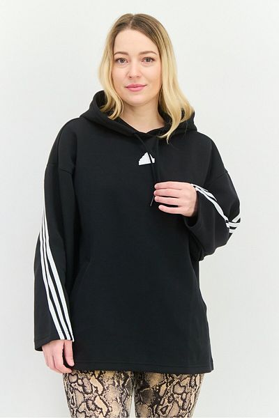 adidas Women Sportswear Fit Long Sleeve Future Icon 3 Stripe Outdoor Sweatshirt, Black/white