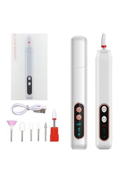 VIMYSHOW 6 in 1 white Professional Manicure Pedicure Kit Cordless Electric Nail File Set Nail Drill Machine H