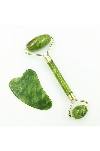 OIMG Green Natural Jade Scraping Board Roller Massager Law Tattoo Eye Beauty Bar Face Jade