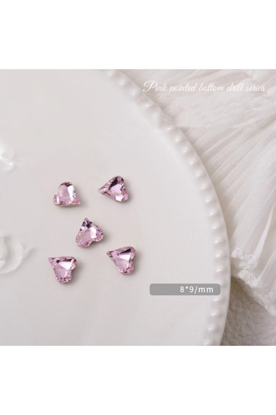 Choice مجموعة من 10 قطع من أحجار الراين الوردية على شكل قلوب لتزيين الأظافر، ...