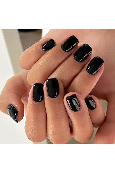 Choice أظافر ARTAUG سوداء مربعة متوسطة الحجم، 24 قطعة، أظافر سوداء مضغوطة، أظ...
