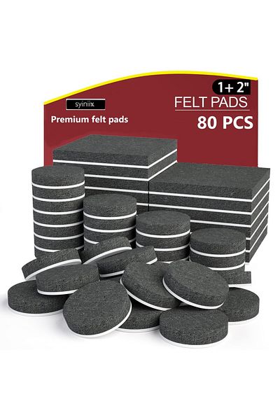 Choice 1 Pc 6mm 80pcs Felt Furniture Pads - 80 Pcs Furniture Pads for Hardwoods Floors, Anti Scratch Floor