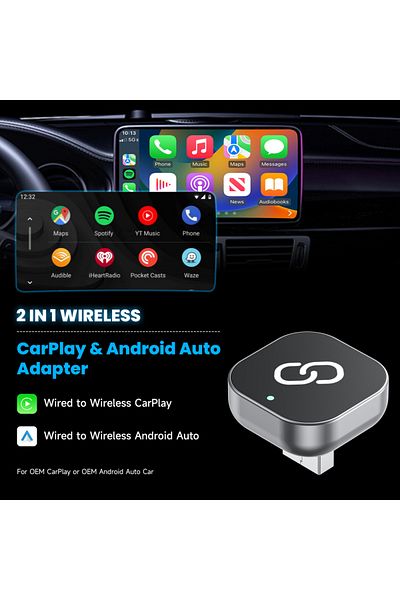 Choice 2 in 1 Wireless CarPlay Adapter Plug & Plug Auto Connect No Delay Converts Wired to Wireless Comp...