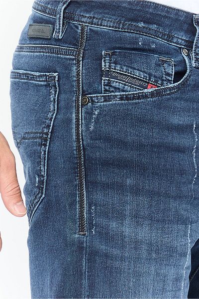 Diesel Men Regular Fit Rip Stretchable Jeans, Navy Blue