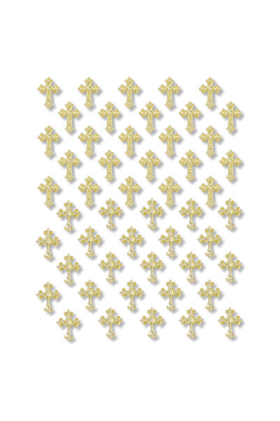 Choice زخرفة أظافر ذهبية عتيقة على شكل صليب من 50، سبيكة معدنية، نمط Y2K، زخر...