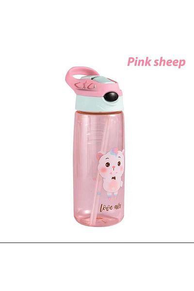 Choice 500ml Pink sheep 500ml Kids Water Bottle With Straw BPA Free Children Drinking Healthy School Cup