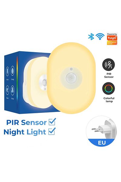 Choice EU WiFi Tuya Smart Led Night Light PIR Motion Sensor Eu Us Uk Plug In Wall Lamp Warm White RGB Room