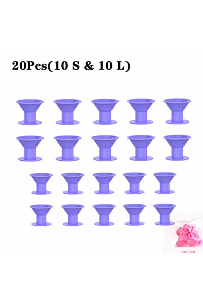 Choice 20 قطعة أرجوانية (10S10L) 10/20 قطعة من بكرات الشعر المطاطية الناعمة ا...