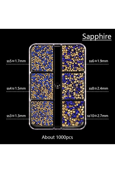Choice أحجار الراين الزجاجية اللامعة للغاية ذات القاعدة المدببة من الياقوت الأزرق، 1000 قطعة، لتزيين الأظافر، ألماس لامع متعدد الألوان