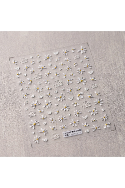 NAILFYOU 1 قطعة TS-3687 1 قطعة 5D Kawaii White Daisy Nail Art ملصقات أظافر ذاتية اللصق على شكل زهرة فراشة بارزة