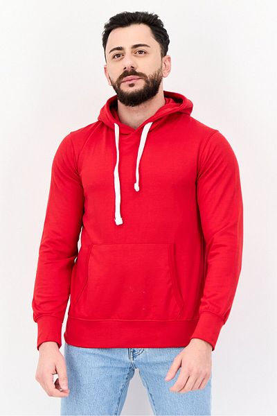 fleece factory Men Long Sleeves Solid Hoodie, Red