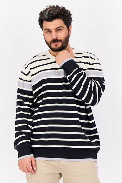 Nautica Men Crew Neck Long Sleeves Stripe Sweater, Multicolor