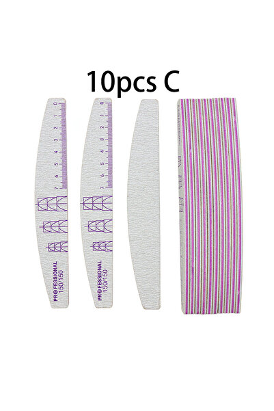 Choice3 10 قطع من مبرد الأظافر C بحبيبات 100/180/240 ومبرد أظافر نصف قمري وور...