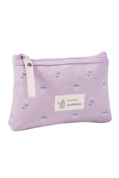 Choice Purple Waterproof Printed Canvas Cosmetic Bag Portable Female Small Zipper Toiletry Bag Multifunctio