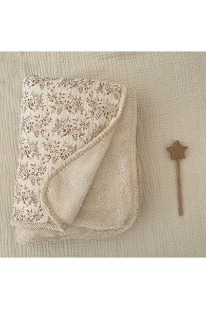 Choice1 بطانية أطفال شتوية مزخرفة بالزهور مقاس 90×130 سم لحديثي الولادة مصنوعة من الصوف القطني والشاش وغطاء سرير مخملي لعربة الأطفال