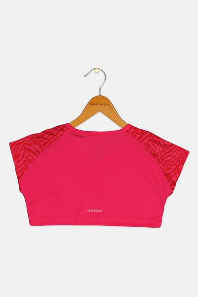 adidas Toddlers Girl Round Neck Short Sleeve Top, Pink