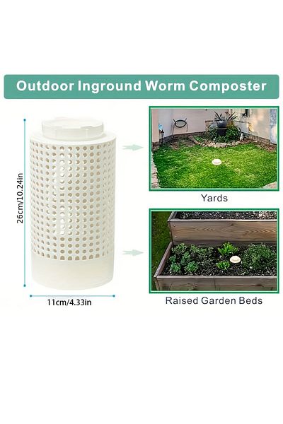 Choice WHITE 1pc Worm Composting Bin for Small Flower Pots and Garden, Space-Saving PVC Worm Tea Composter