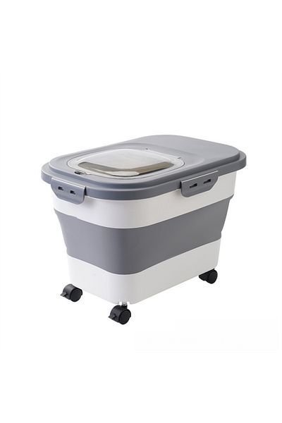 Choice Winter gray rice bucket with wheels of 30 Jin Factory direct supply Amazon foldableable dog food buc