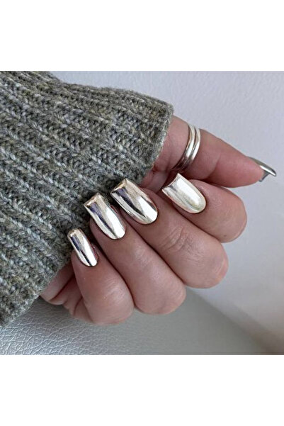 Choice مجموعة من 24 قطعة أظافر صناعية قصيرة فضية معدنية باللون الأحمر والأسود والوردي والأخضر والأزرق والفضي والذهبي بأطراف مربعة ومرآة