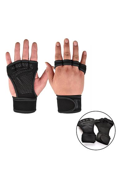 Choice L Black Weightlifting Training Gloves Fitness Sports Body Building Gym Hand Wrist Palm Protector Glo