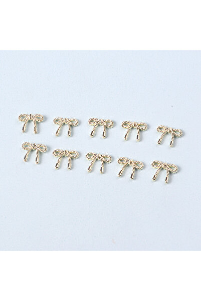 TSZS 10 قطع - N642 10 قطع/مجموعة من زينة أظافر على شكل فيونكة ذهبية وفضية من ...