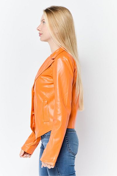 Heartbreak Women Solid Motorcycle Jacket, Orange