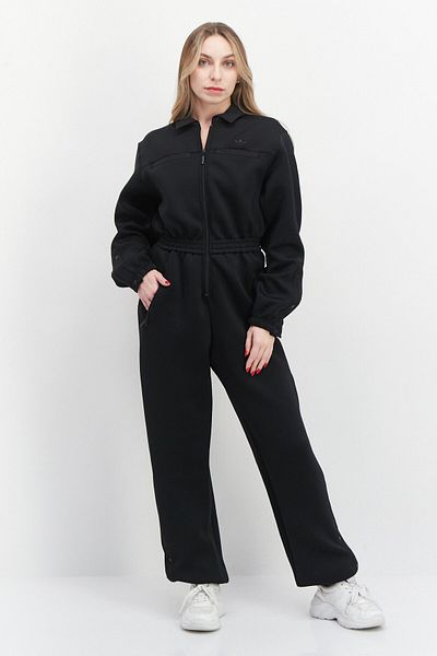adidas Women Sportwear Fit Long Sleeves Plain Training Jumpsuit, Black