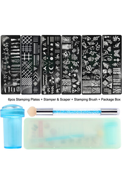 Choice مجموعة STZ-FS الخضراء من 9 قطع/مجموعة ألواح ختم فن الأظافر من السيليكو...