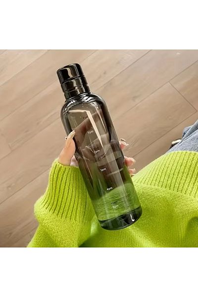 Choice 401-500ml black 500ml/16.9oz Transparent Plastic Sport Water Bottle Time Marker Leakproof Juice Milk