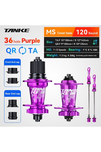 TANKE 36h Purple Ms Ta-qr 120 Click Hub 6 Bearing Mtb Hub Front Rear 28 32 36 Holes Disc Brake Mount