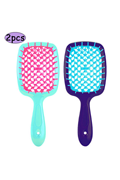 Choice مجموعة من 5 قطعتين من مشط فك تشابك الشعر الاحترافي وفرشاة تدليك فروة الرأس ومشط مضاد للكهرباء الساكنة وفرشاة شعر مجوفة