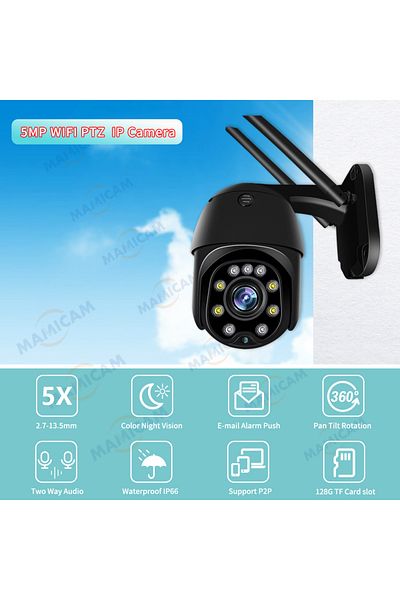 Choice 2.7-13.5mm Eu plug 5MP WIFI 128GB 5MP PTZ Speed Dome WIFI IP Camera 1080P HD Outdoor Wireless Securi