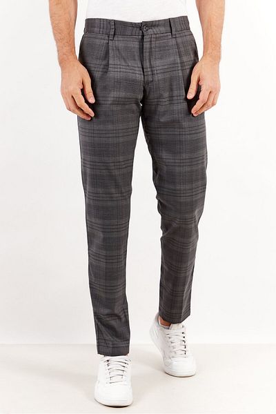 Tommy Hilfiger Men Slim Fit Plaid Chino Pants, Dark Grey