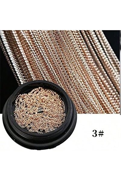 Choice3 سلسلة معدنية مسطحة بطول 1 متر و1 مم - وردية اللون، سلاسل ذهبية وفضية، زينة فنية للأظافر، سلاسل مانيكير يدوية الصنع، مجوهرات