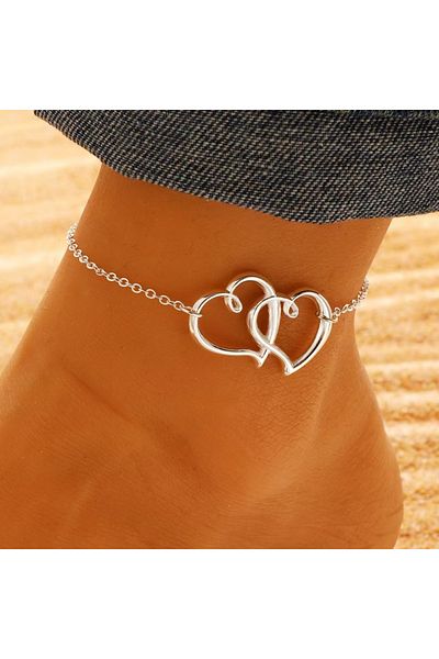 Choice 7 Bohemia Layered Beaded Anklet For Women Hollow Double Heart Charm Ankle Bracelet Summer Beach Vac.