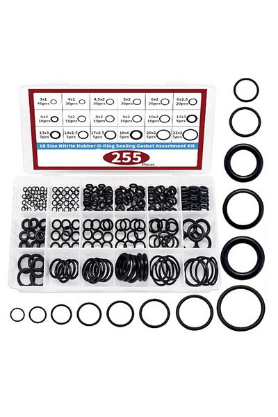 Choice 255pcs Kit 255pcs Rubber O Rings Kit, 18 Size Metric NBR Washer Gasket Sealing Assortment Kit, for P