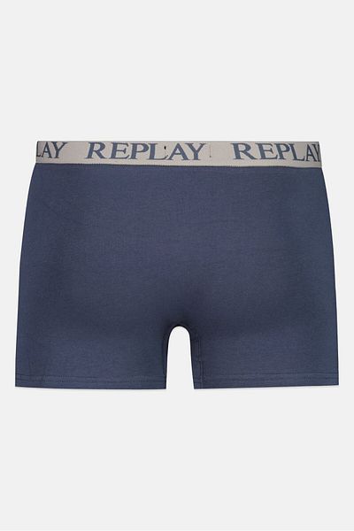 Replay Men 2 Pack Brand Logo Trunks, Grey/navy