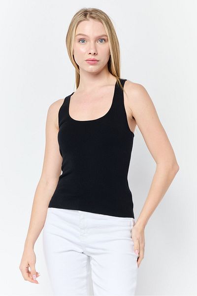 Esprit Women Scoop Neck Sleeveless Ribbed Tank Top, Black