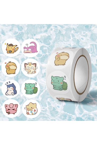 Choice 500PCS 500pcs/Roll Cute Pokemon Pikachu Cartoon Anime Sealing Stickers DIY PVC Laptop Decals Decorat