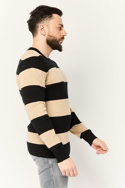 Esprit Men Crew Neck Yarn Dye Long Sleeve Seamless Sweater, Multicolor