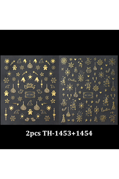 Choice قطعتان من ملصقات أظافر عيد الميلاد الذهبية اللامعة على شكل عقدة ثلجية ...