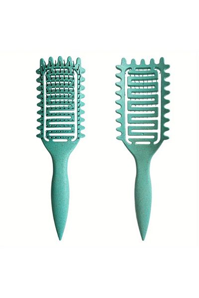 Choice 1Pc Green 3 in 1 Curl Define Styling Brush Hollow Out Detangling Hair Brush Tangled Hair Comb Shapin