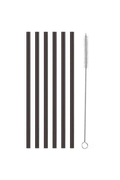Choice 6black1brush 12 بوصة شفاطة سوداء بديلة لأكواب ستانلي 40/30 أونصة، شفاطة بلاستيكية قابلة لإعادة الاستخدام لستان